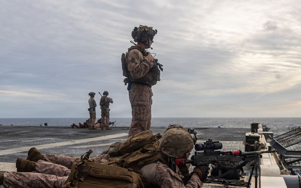 11th MEU Marines, Sailors Conduct A Small Craft Action Team Drill Aboard USS Boxer