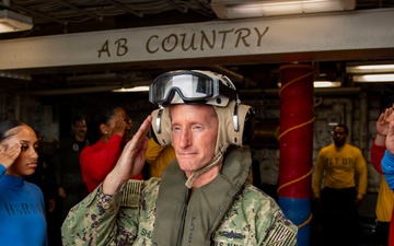 Rear Adm. Tom Shultz, commander, Task Force 76, visits USS Boxer