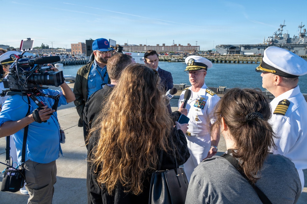 SECWAR, CNO, MCPON welcome home Ford carrier strike group