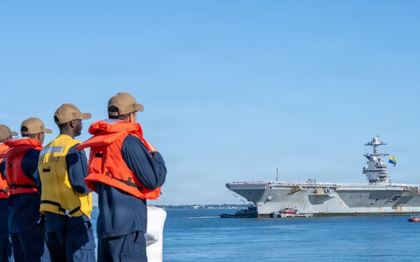 SECWAR, CNO, MCPON welcome home Ford carrier strike group