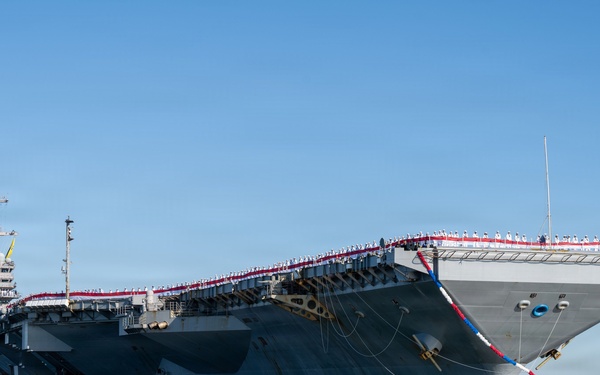 SECWAR, CNO, MCPON welcome home Ford carrier strike group