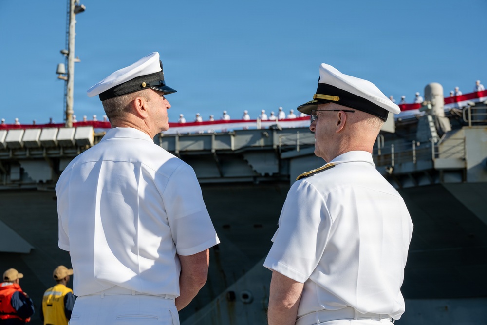 SECWAR, CNO, MCPON welcome home Ford carrier strike group