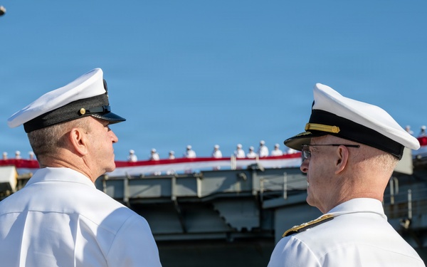 SECWAR, CNO, MCPON welcome home Ford carrier strike group