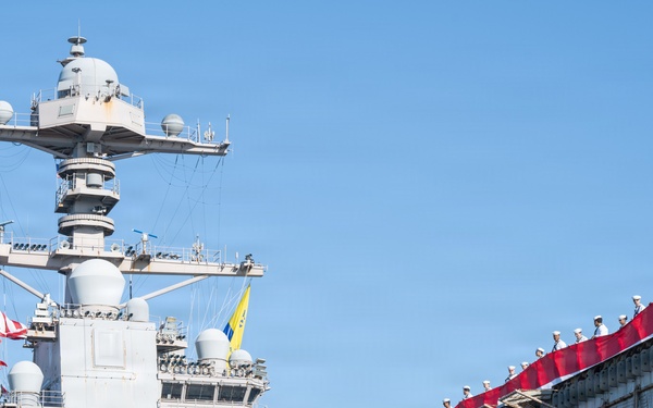 SECWAR, CNO, MCPON welcome home Ford carrier strike group