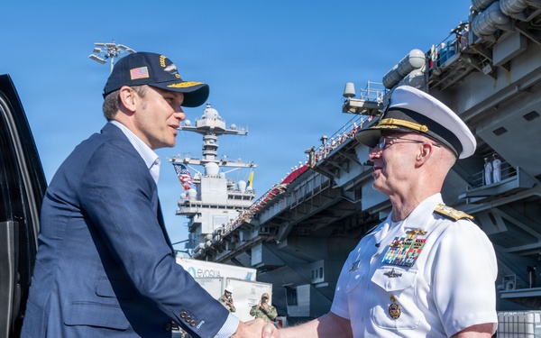 SECWAR, CNO, MCPON welcome home Ford carrier strike group