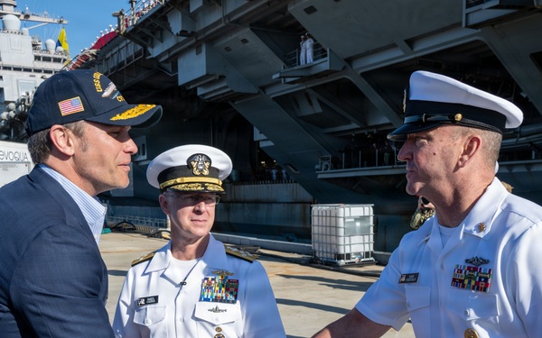 SECWAR, CNO, MCPON welcome home Ford carrier strike group