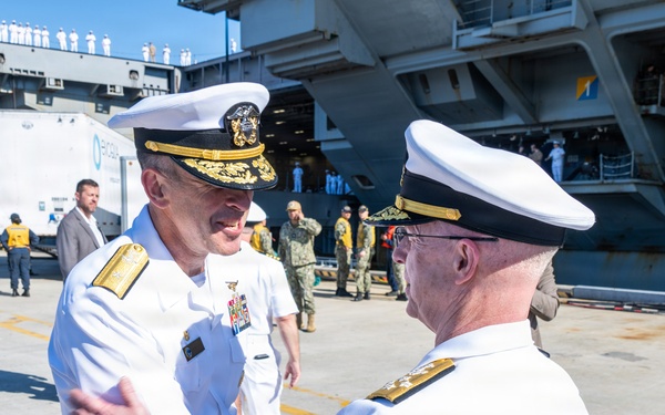 SECWAR, CNO, MCPON welcome home Ford carrier strike group
