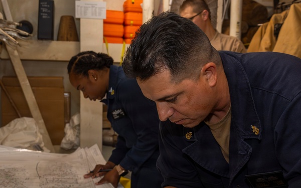 USS Emory S. Land conducts all hands fire drill