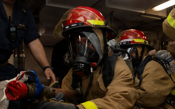 USS Emory S. Land conducts all hands fire drill