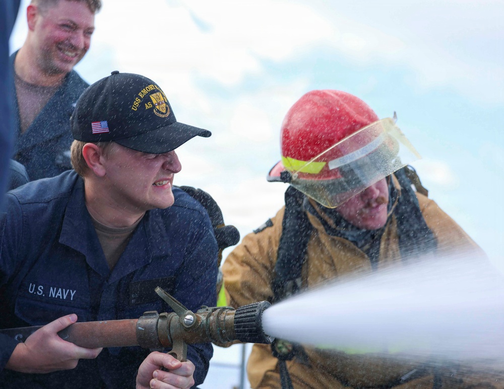 Emory S. Land conducts damage control training while underway