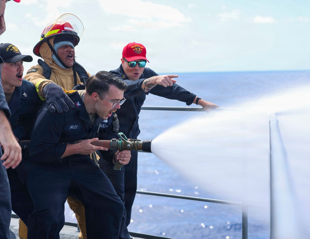 Emory S. Land conducts damage control training while underway
