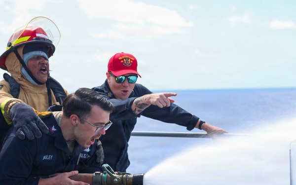 Emory S. Land conducts damage control training while underway