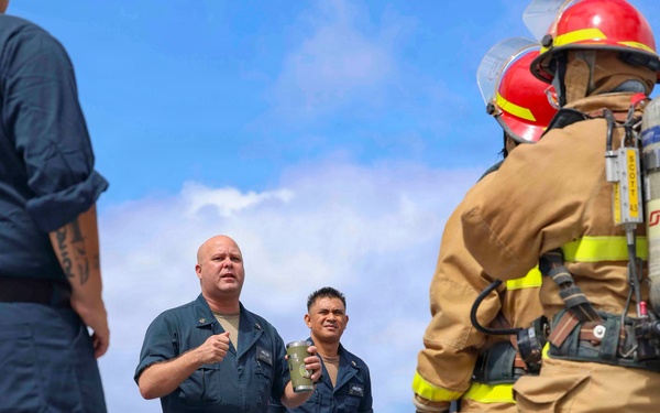 Emory S. Land conducts damage control training while underway