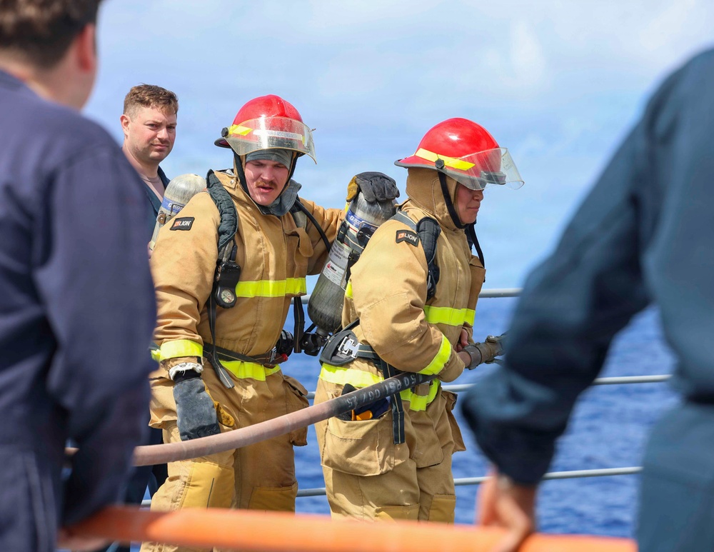 Emory S. Land conducts damage control training while underway