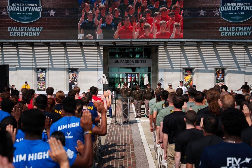 Joint enlistment ceremony honors America’s 250th birthday during Armed Forces Day weekend at Indianapolis Motor Speedway