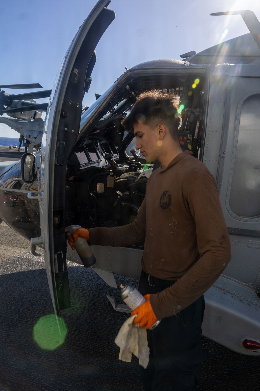 USS Iwo Jima Sailors Conduct Aircraft Maintenance