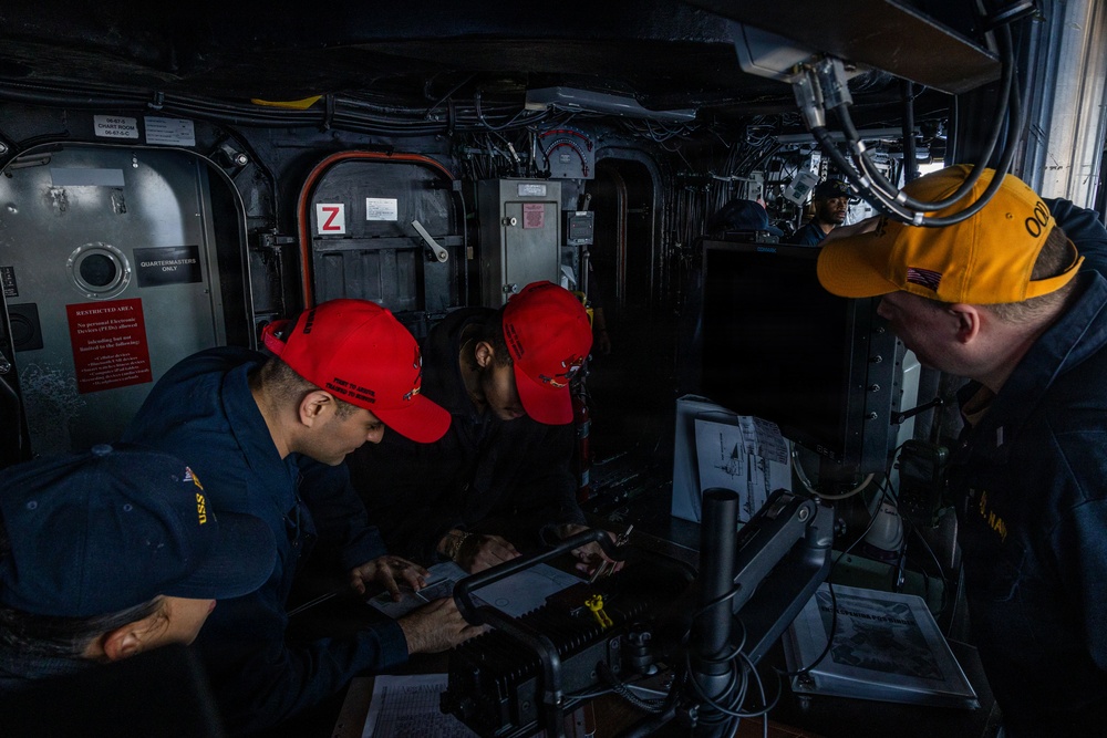 USS Iwo Jima Sailors Conduct Operations in the Pilot House