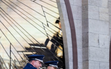 The U.S. Air Force Band Ceremonial Brass performs during Freedom 250 event