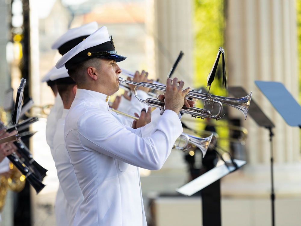 United States Navy Band performs during Freedom 250 event
