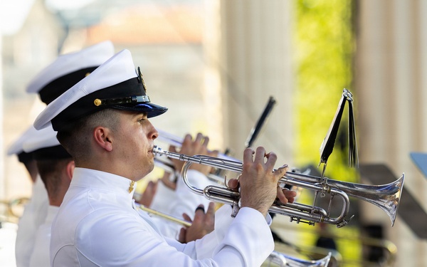 United States Navy Band performs during Freedom 250 event