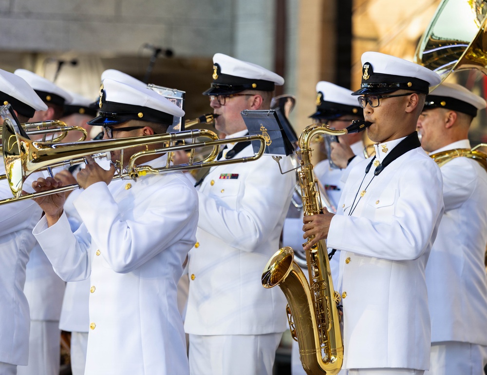 United States Navy Band performs during Freedom 250 event