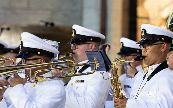 United States Navy Band performs during Freedom 250 event