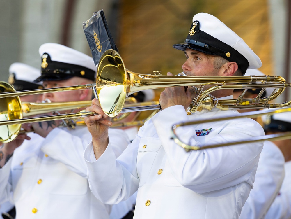 United States Navy Band performs during Freedom 250 event