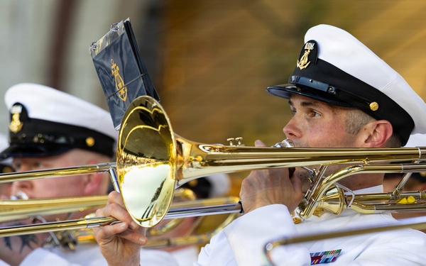 United States Navy Band performs during Freedom 250 event