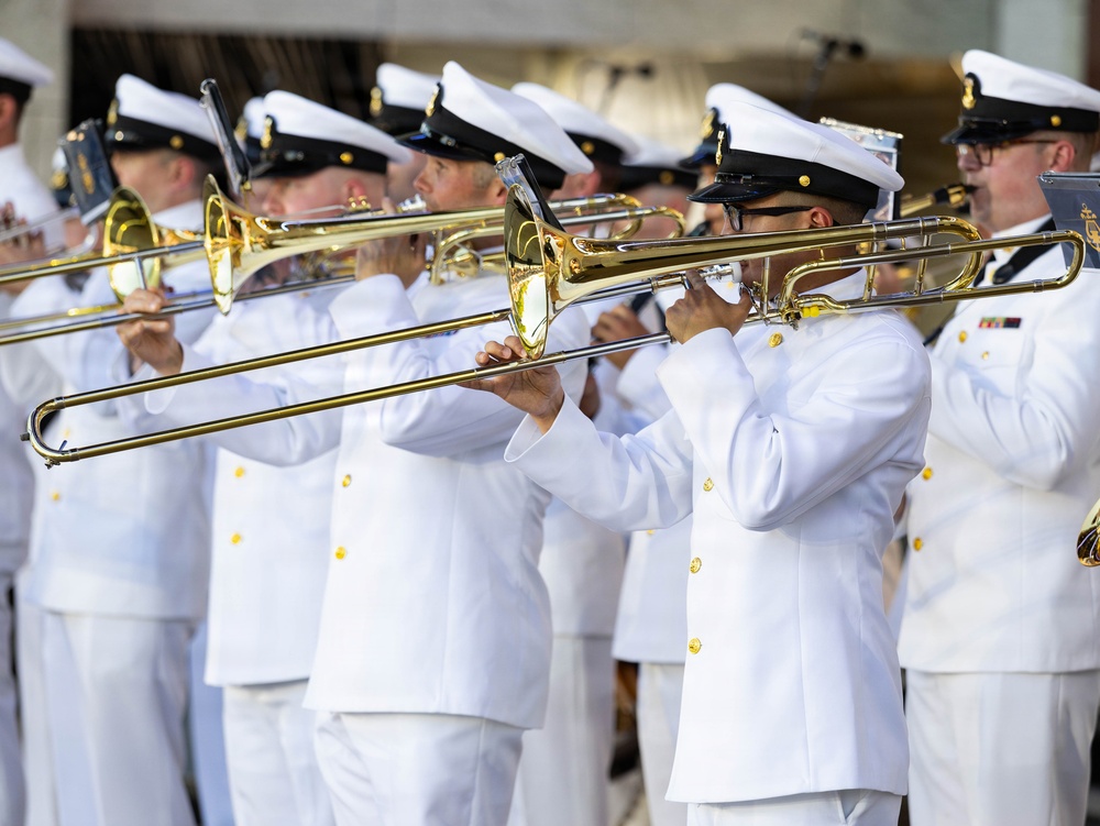 United States Navy Band performs during Freedom 250 event