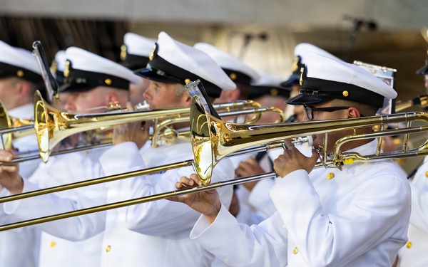United States Navy Band performs during Freedom 250 event
