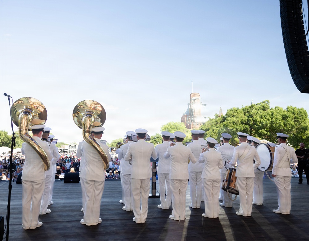 United States Navy Band performs during Freedom 250 event