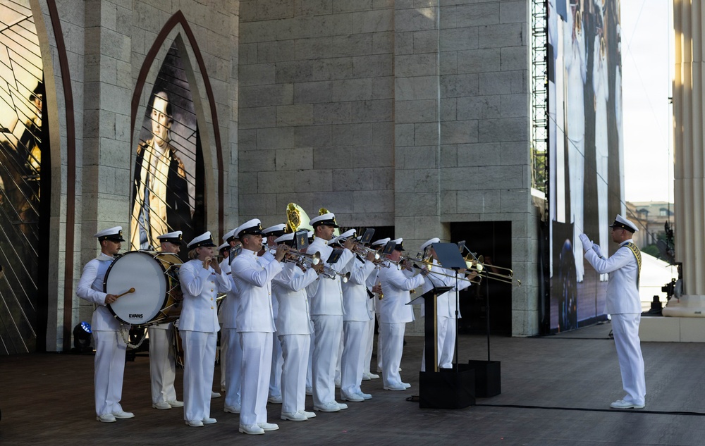 United States Navy Band performs during Freedom 250 event