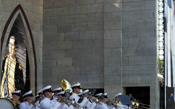 United States Navy Band performs during Freedom 250 event