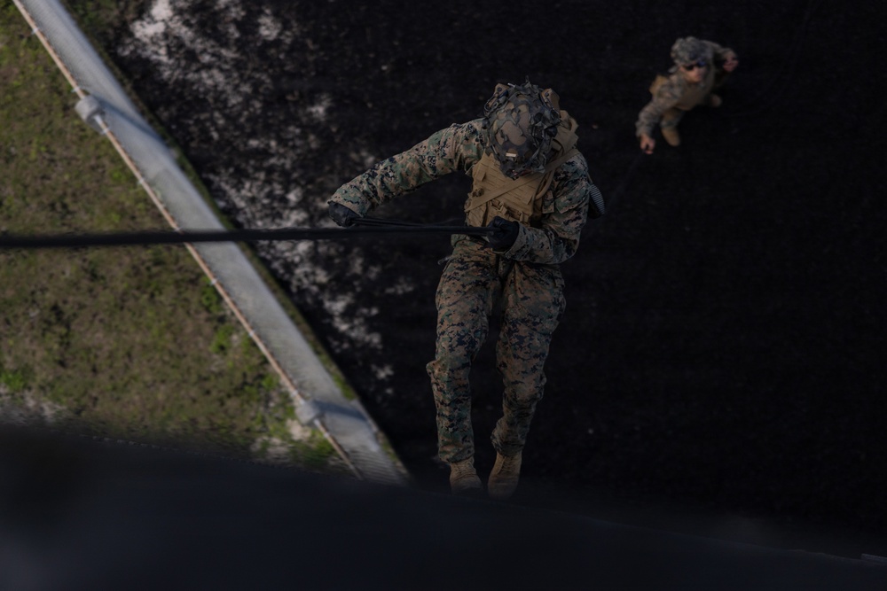 12th Littoral Combat Team Rehearses Fast-Rope and Rappel Techniques