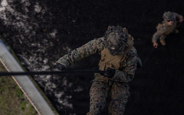 12th Littoral Combat Team Rehearses Fast-Rope and Rappel Techniques