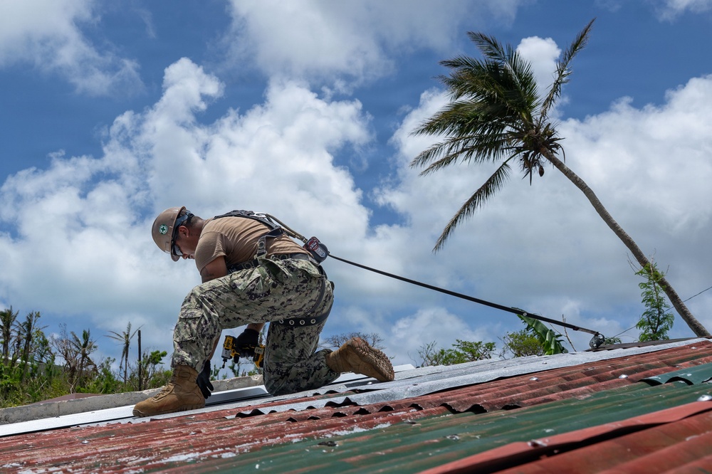 Stronger than Sinlaku: NMCB 1 Seabees help rebuild houses for Saipan residents