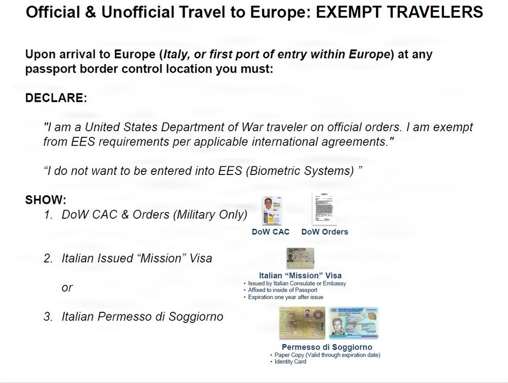 Official &amp; Unofficial Travel to Europe: EXEMPT TRAVELERS