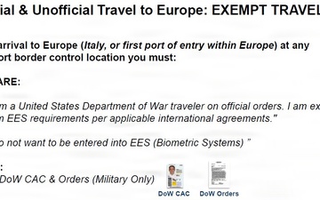 Official &amp; Unofficial Travel to Europe: EXEMPT TRAVELERS