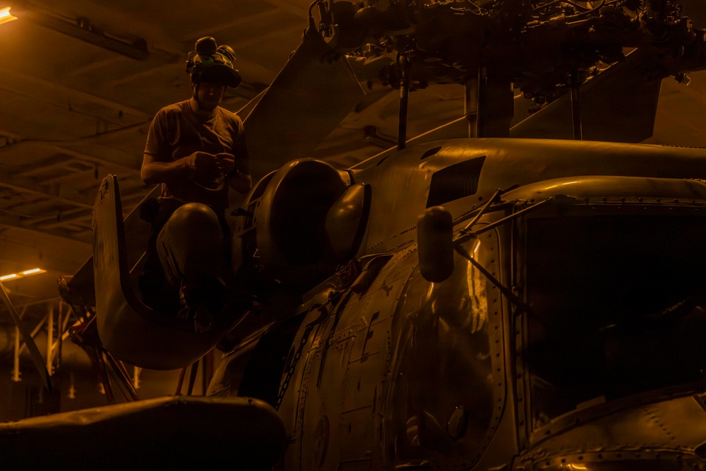 USS Abraham Lincoln Conducts Aircraft Maintenance