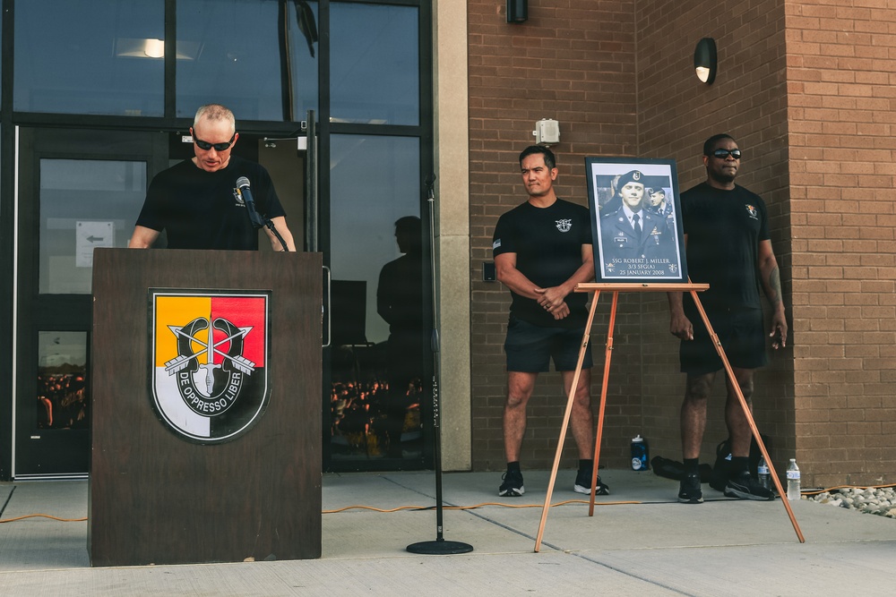 3rd Special Forces Group (Airborne) Soldiers honor Staff Sgt. Robert J. Miller during annual memorial 5K