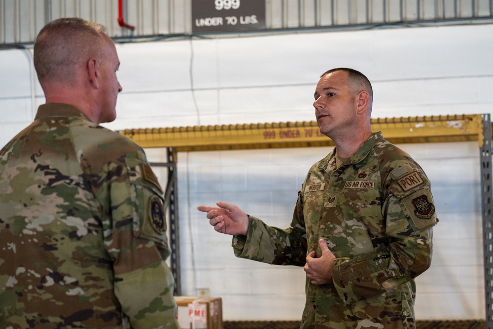 515th AMOW and 735th AMS Airmen Brief CMSAF Wolfe on Global Mobility Operations