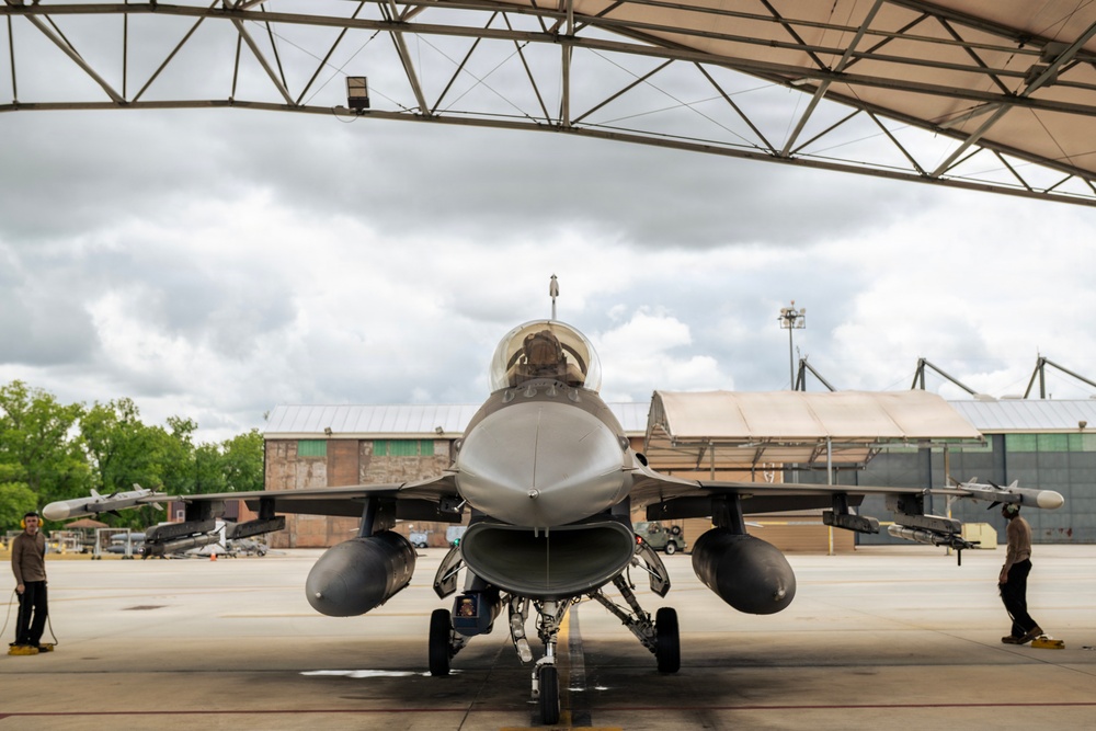 U.S. Air Force Col. Shaun Bowes F-16 fini-flight