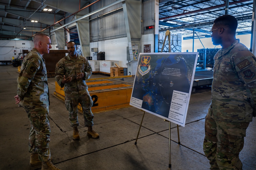 515th AMOW and 735th AMS Airmen Brief CMSAF Wolfe on Global Mobility Operations
