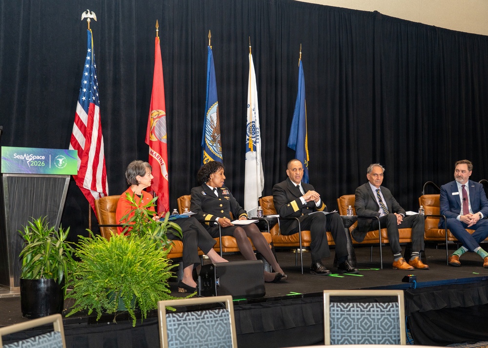 Commander and Deputy Commander U.S. Fleet Cyber Command, Navy Space Command, U.S. 10th Fleet Speak at Sea-Air-Space 2026