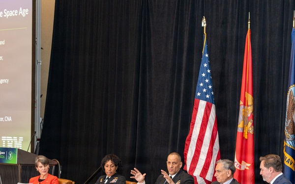 Commander and Deputy Commander U.S. Fleet Cyber Command, Navy Space Command, U.S. 10th Fleet Speak at Sea-Air-Space 2026