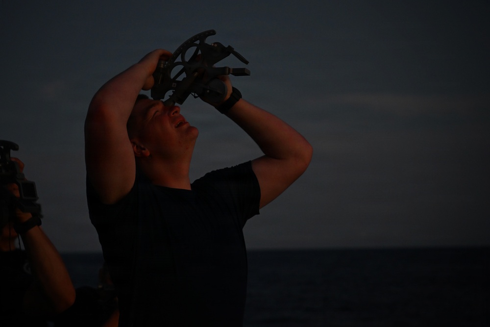 Coast Guard Academy cadets learn celestial navigation at sea