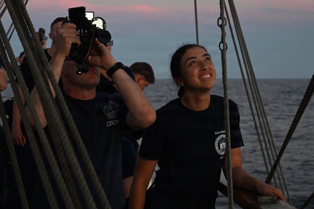 Coast Guard Academy Cadets learn celestial navigation at sea