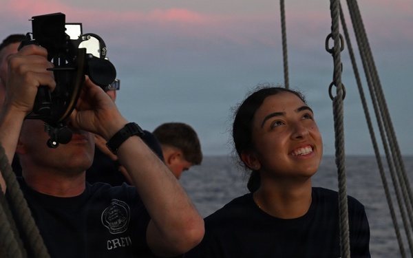 Coast Guard Academy Cadets learn celestial navigation at sea