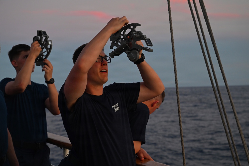 Coast Guard Academy cadets learn celestial navigation at sea