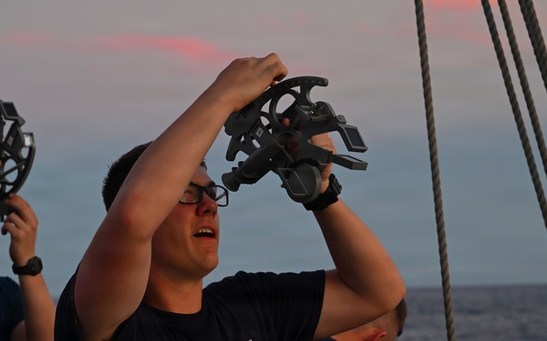 Coast Guard Academy cadets learn celestial navigation at sea